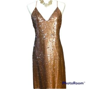 Full Length Gold Metallic Sequin Gown 🤩